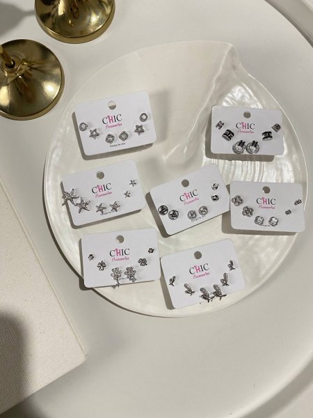 حلق مجموعات - زيركون فضي